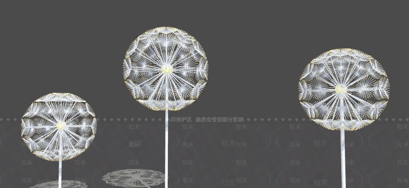 现代蒲公英雕塑小品SU模型下载【ID:695828673】