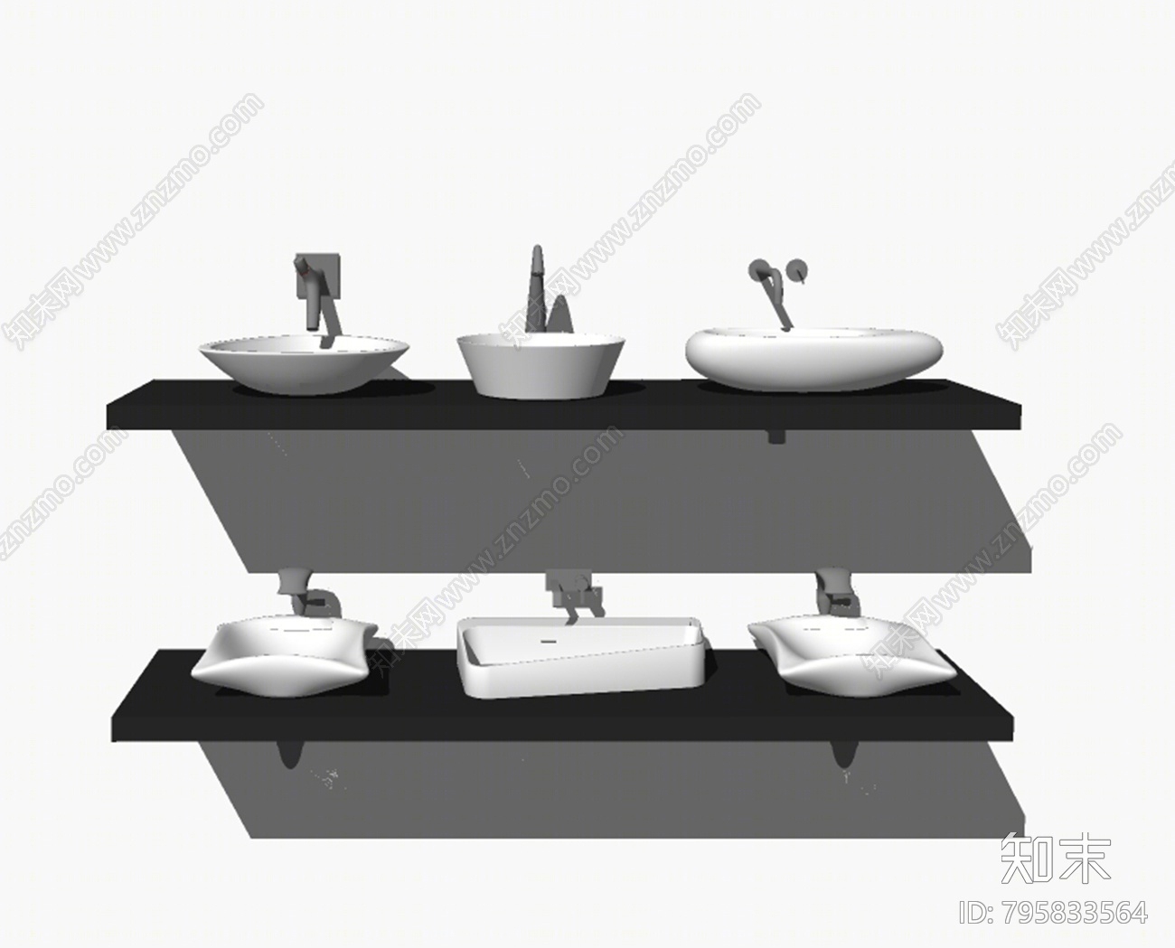 现代洗面盆SU模型下载【ID:795833564】