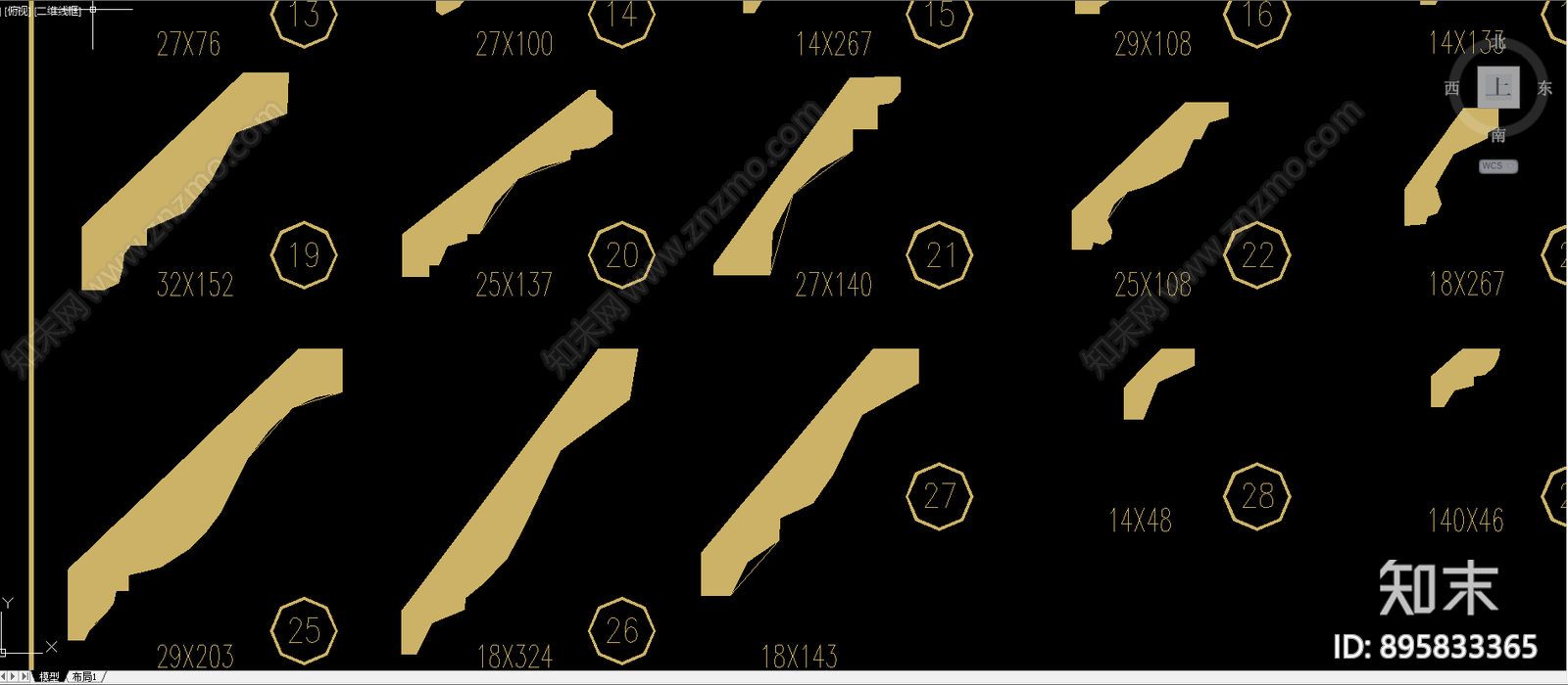 顶线刀型角线图库合集施工图下载【ID:895833365】