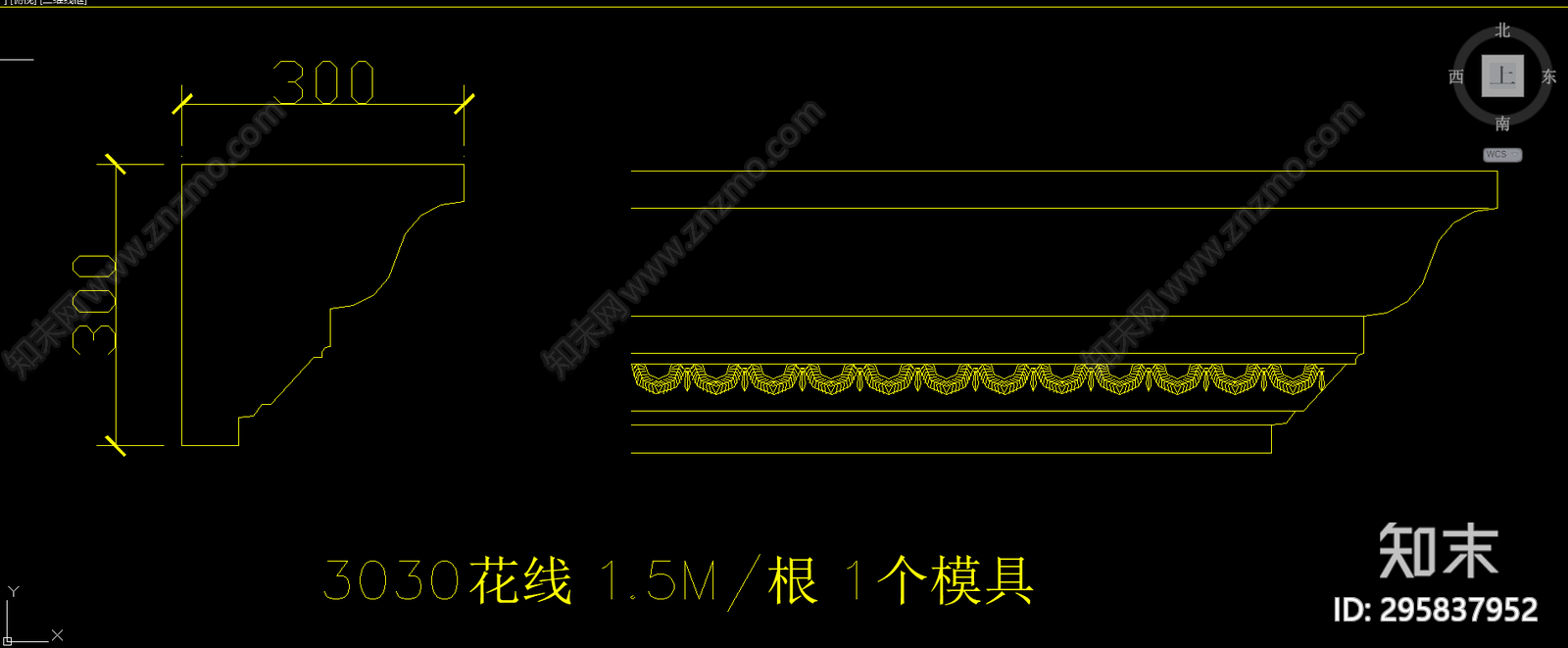 欧式线条剖面大样图库cad施工图下载【ID:295837952】