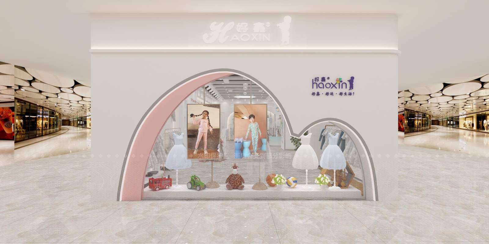 现代童装店橱窗3D模型下载【ID:495837266】