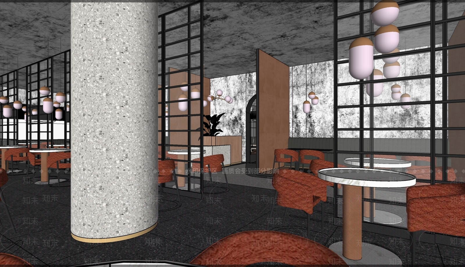 现代风格酒店餐厅SU模型下载【ID:995842084】