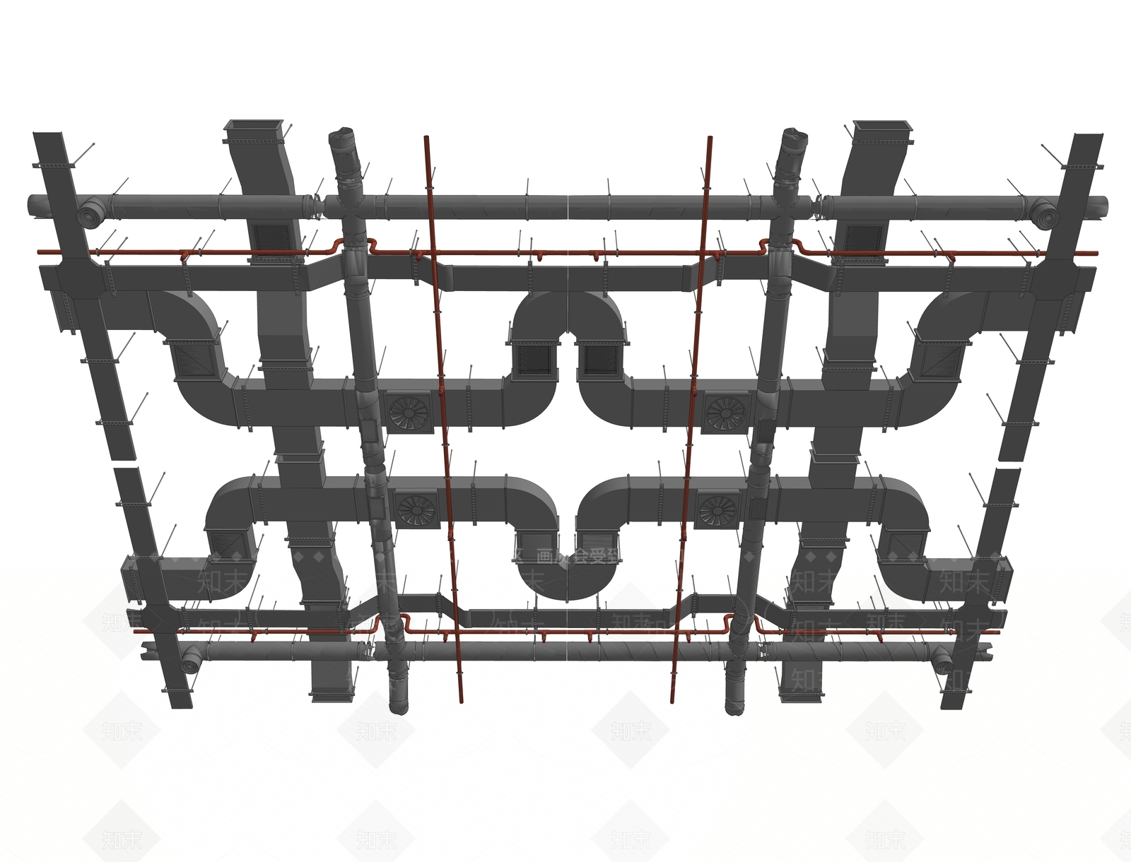现代管道天花SU模型下载【ID:995851918】
