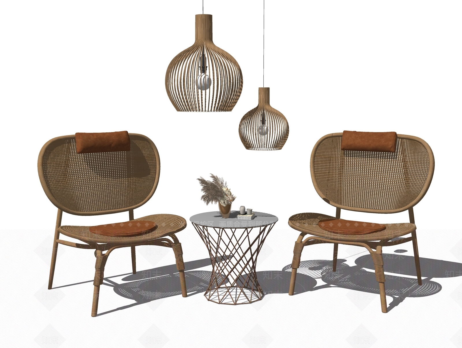 现代户外藤椅SU模型下载【ID:195853327】