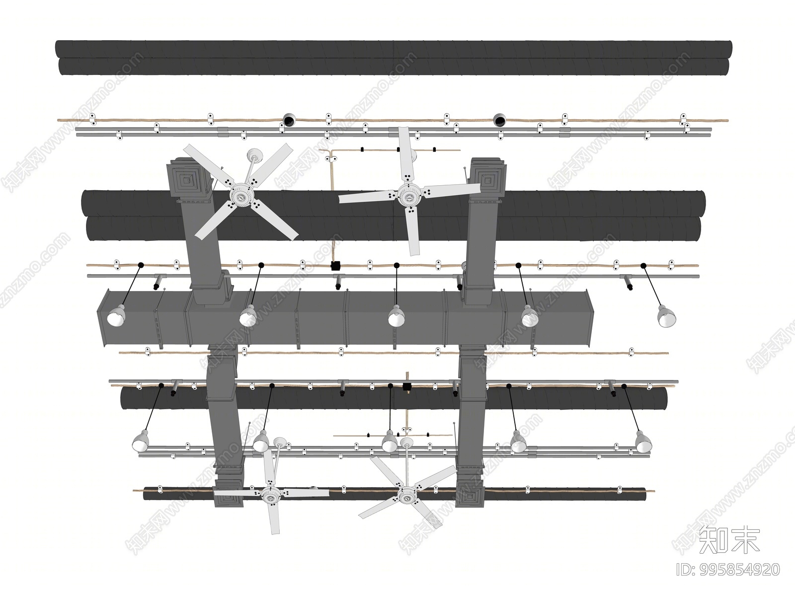 工业风通风管道SU模型下载【ID:995854920】
