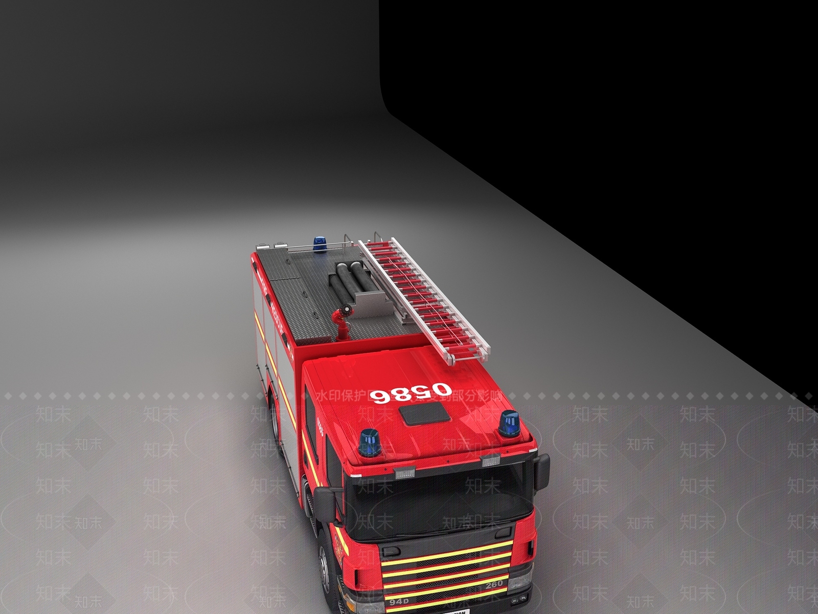 现代进口消防车3D模型下载【ID:995854270】