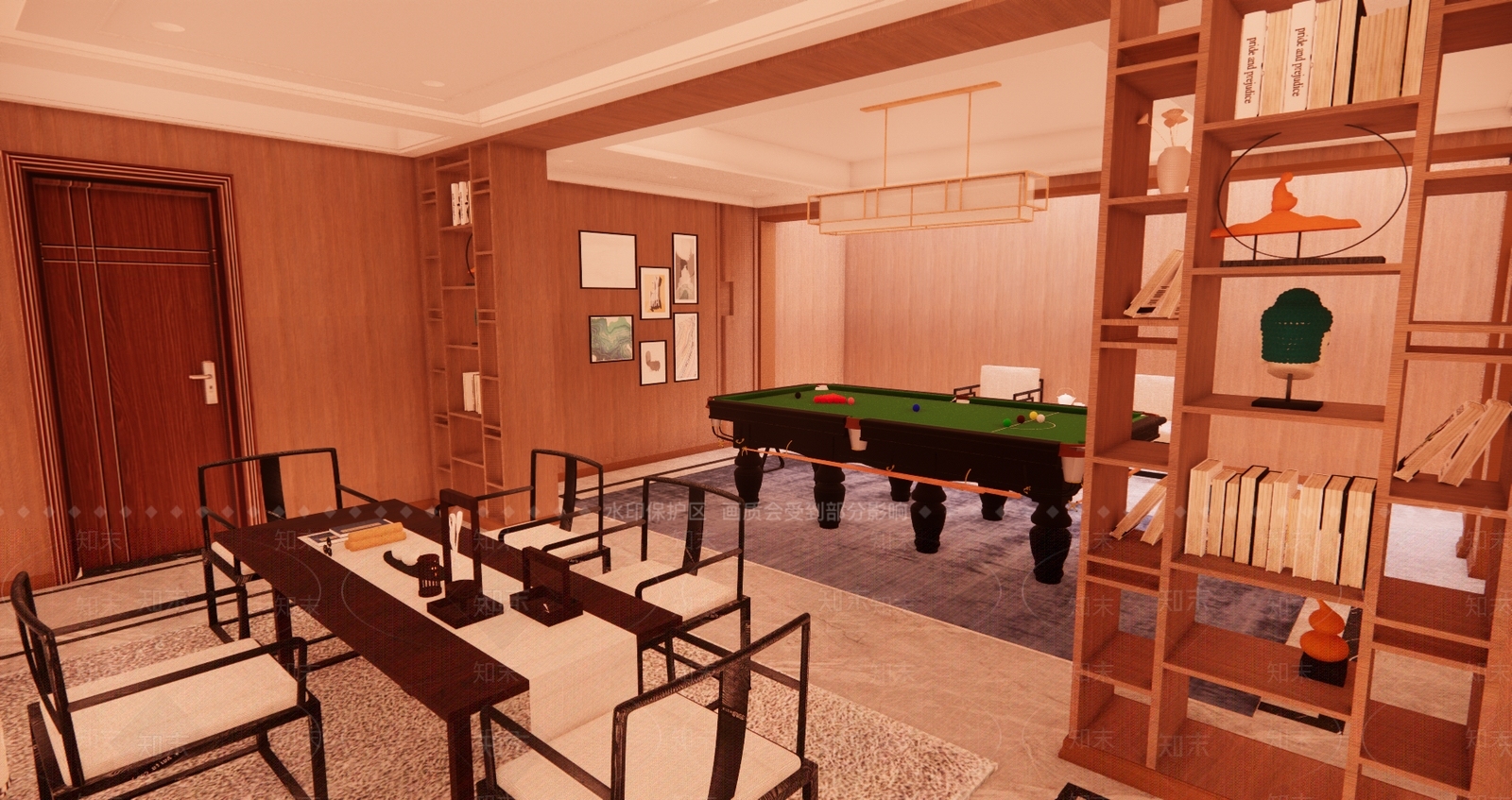 新中式娱乐室SU模型下载【ID:195863093】