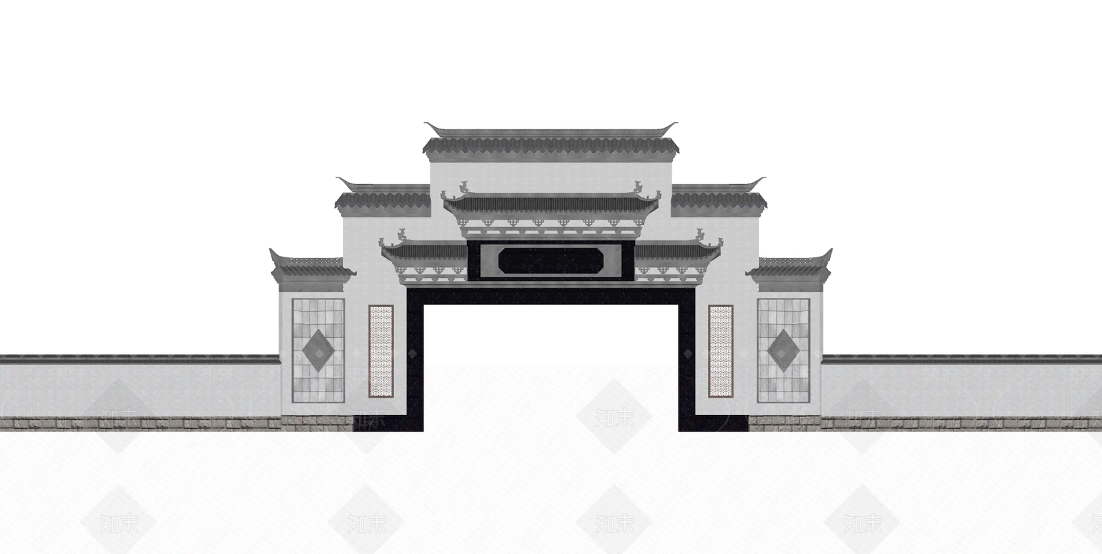中式门头门面SU模型下载【ID:895872322】