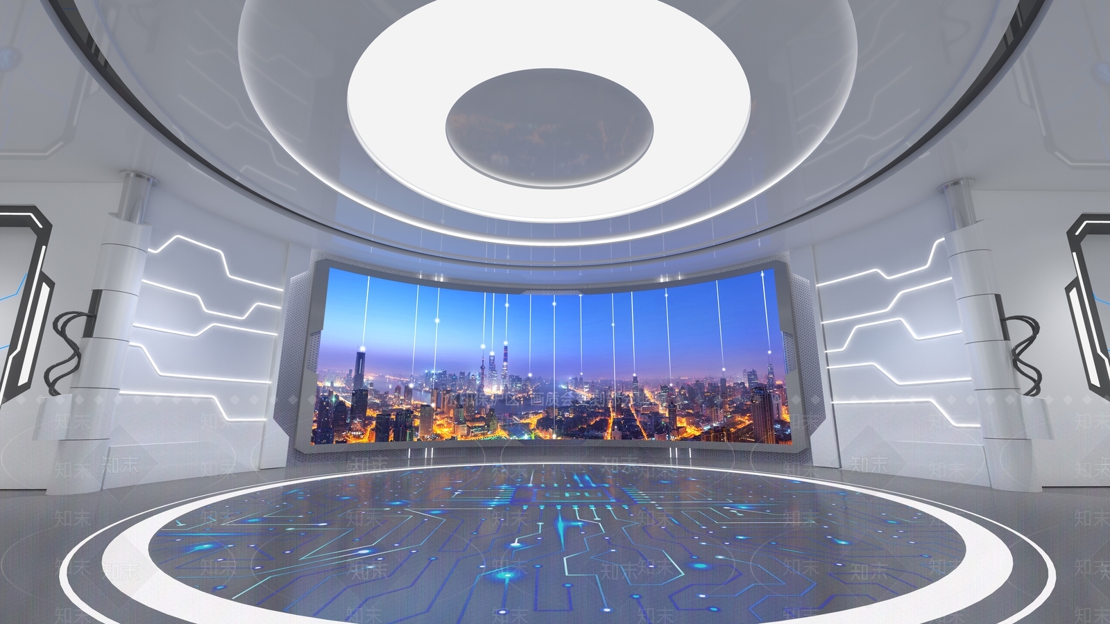 现代科技展厅3d模型下载【id:995875517】