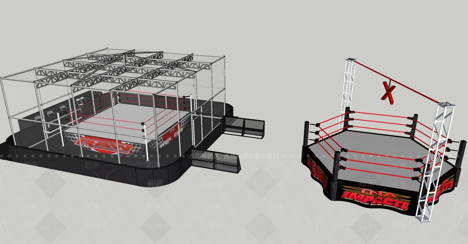 现代健身拳击擂台SU模型下载【ID:595885206】