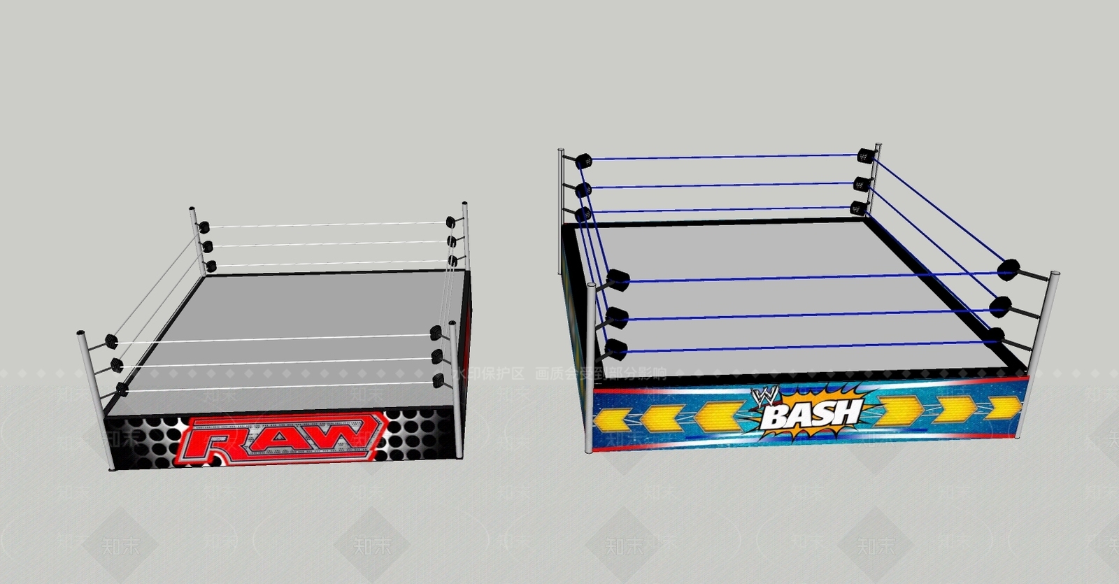 现代健身拳击擂台SU模型下载【ID:595885232】