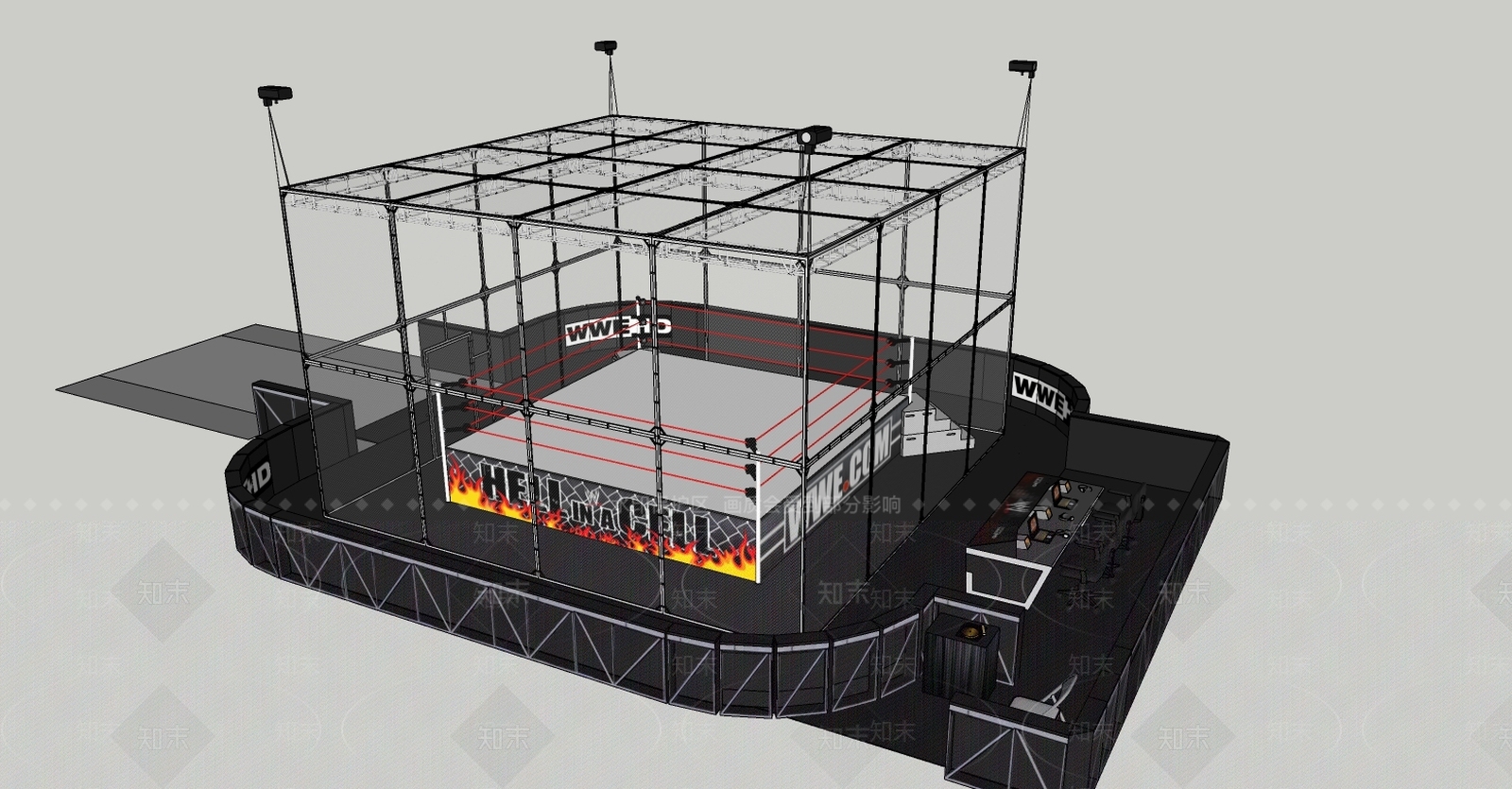 现代拳击擂台SU模型下载【ID:595885263】