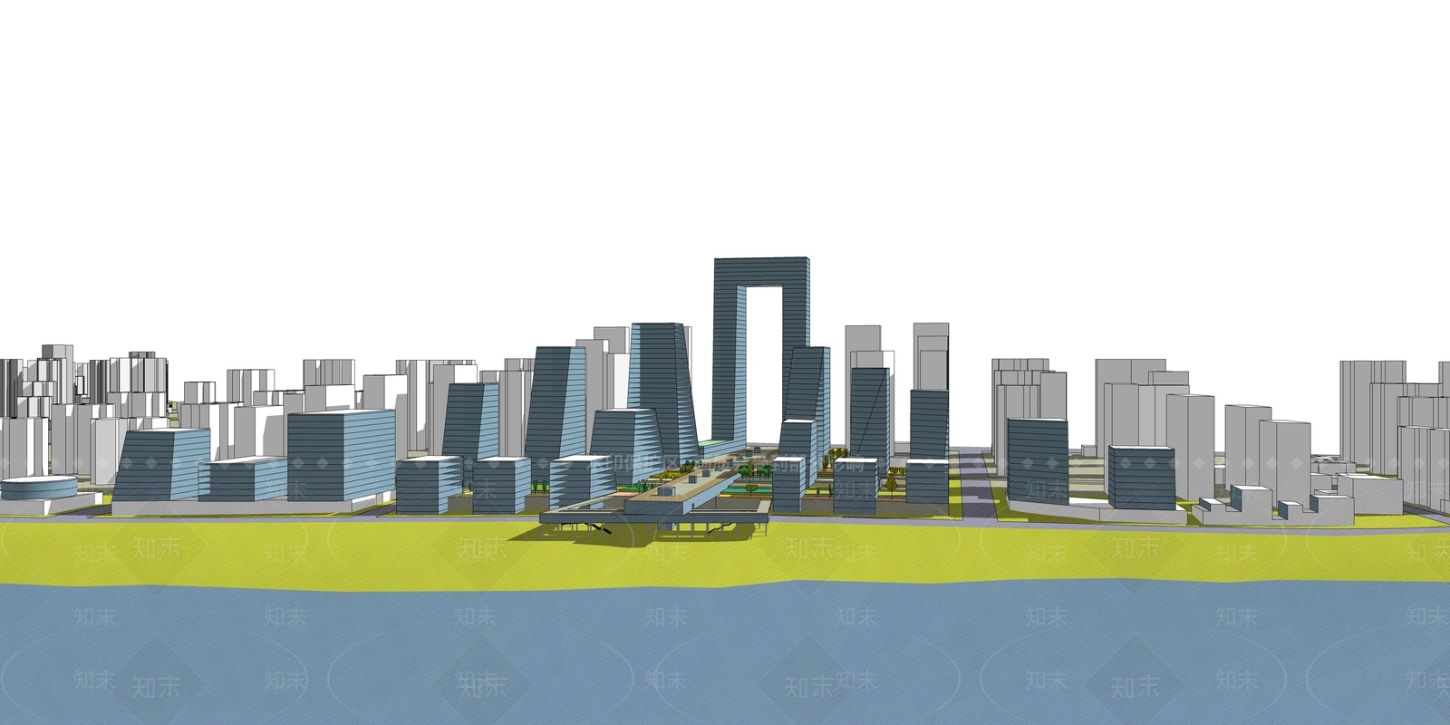 现代城市配景SU模型下载【ID:395894264】