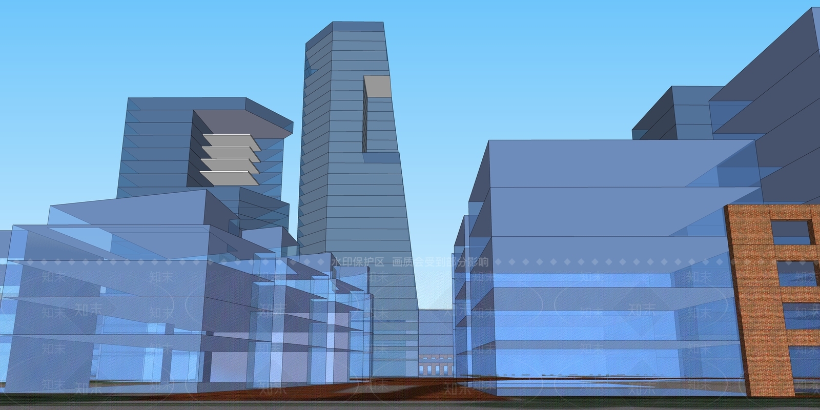 现代城市配景SU模型下载【ID:395895226】