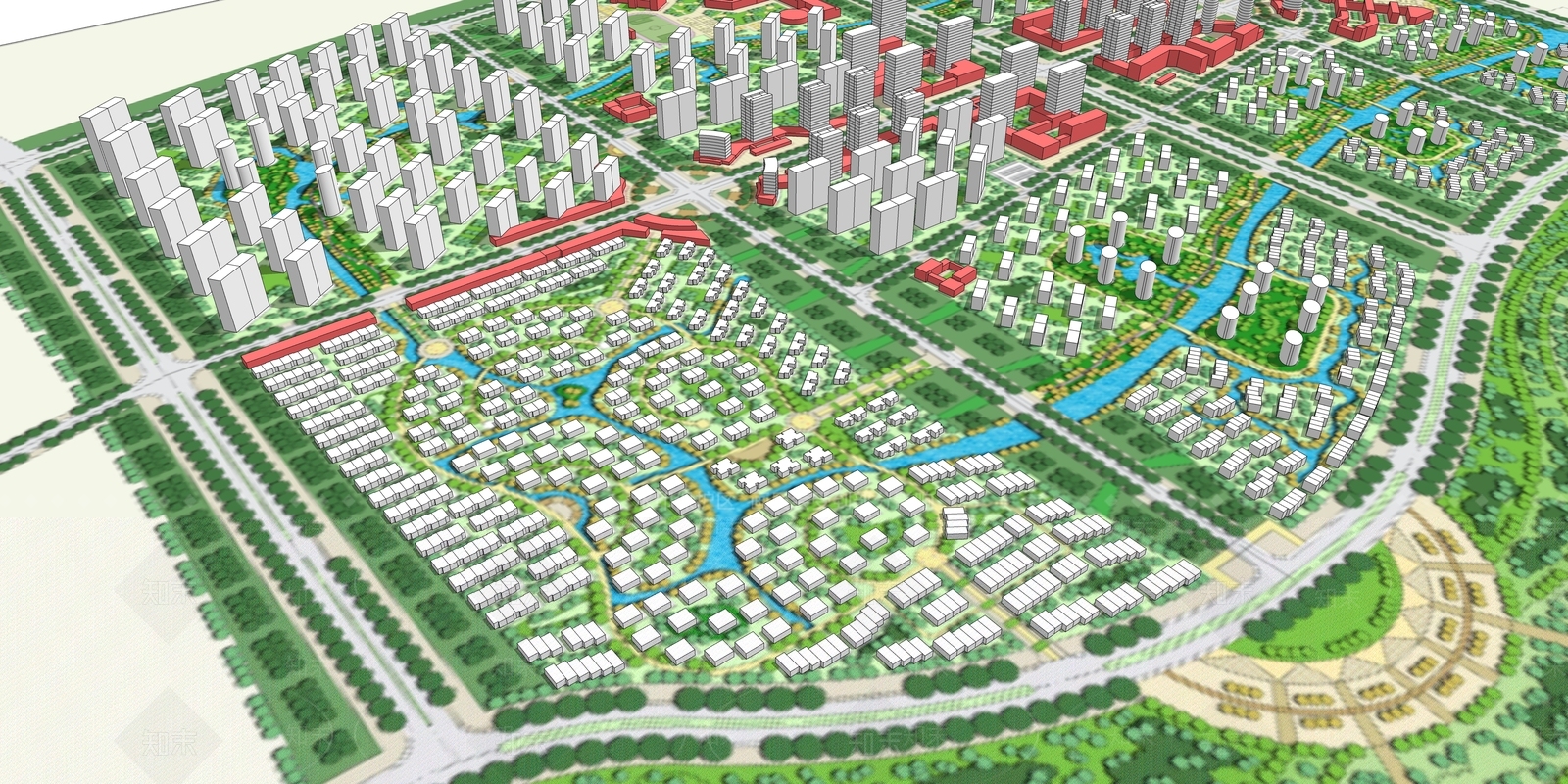 现代城市配景SU模型下载【ID:395895233】
