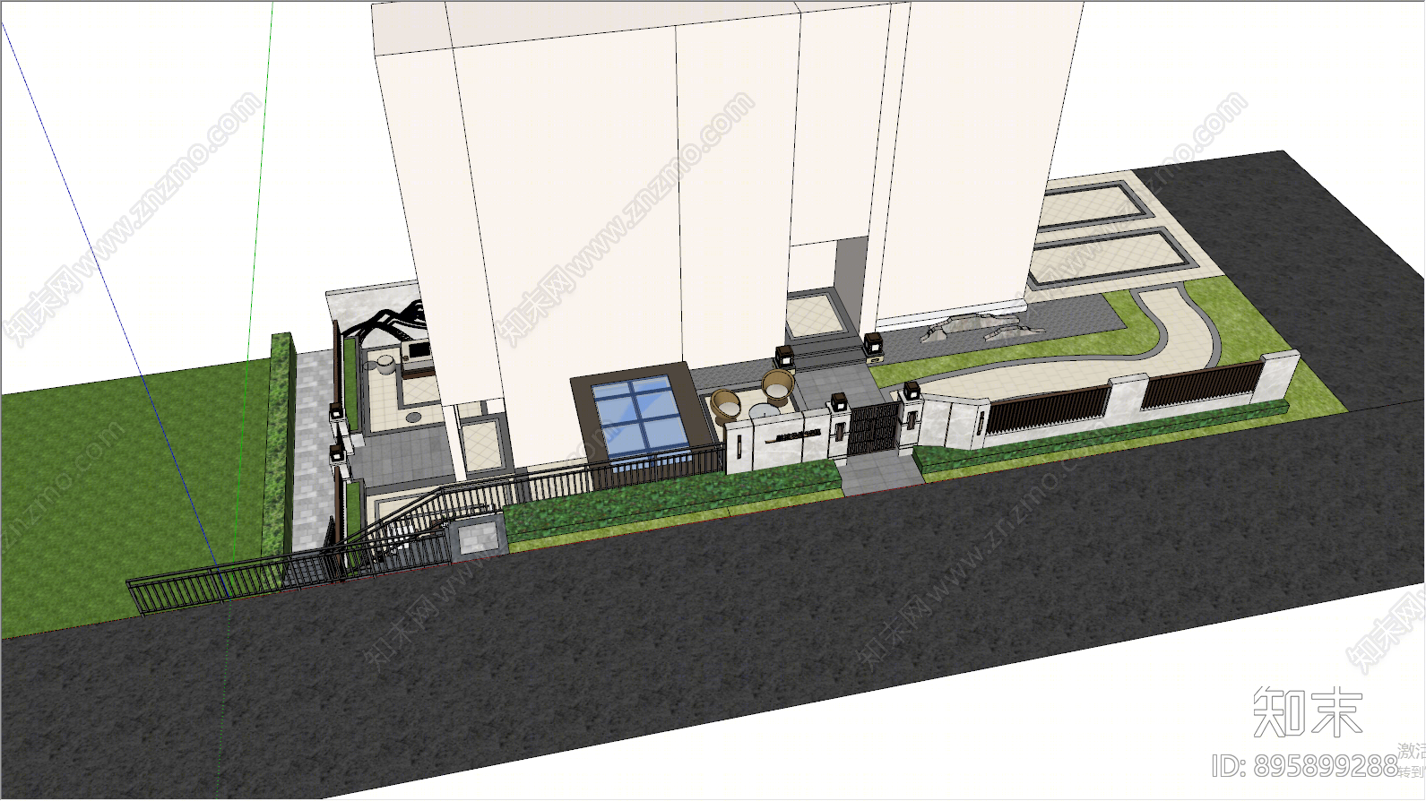 现代庭院花园SU模型下载【ID:895899288】