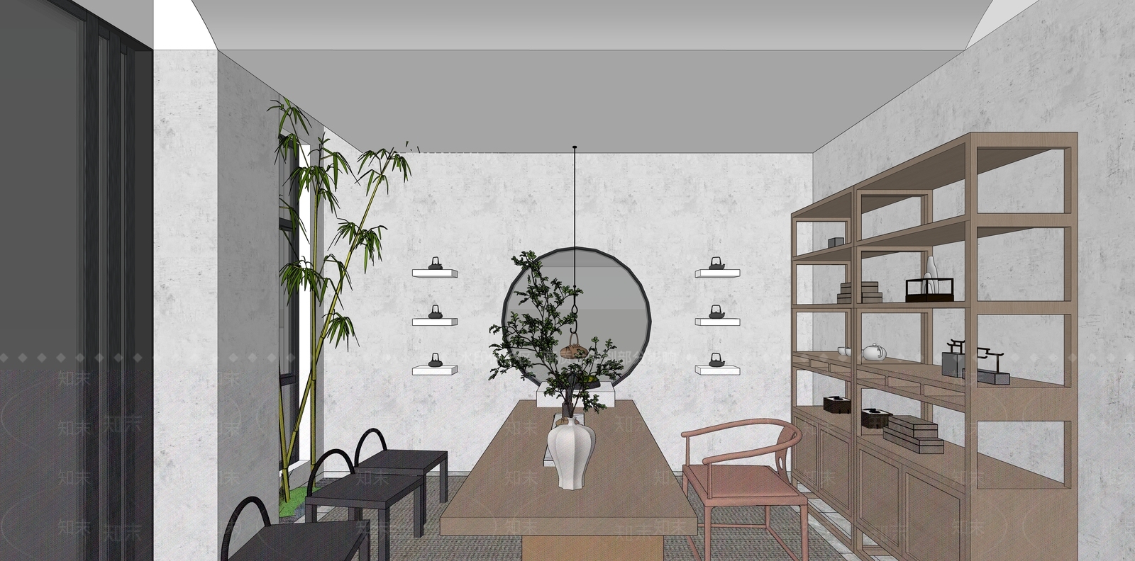新中式茶馆SU模型下载【ID:595900351】