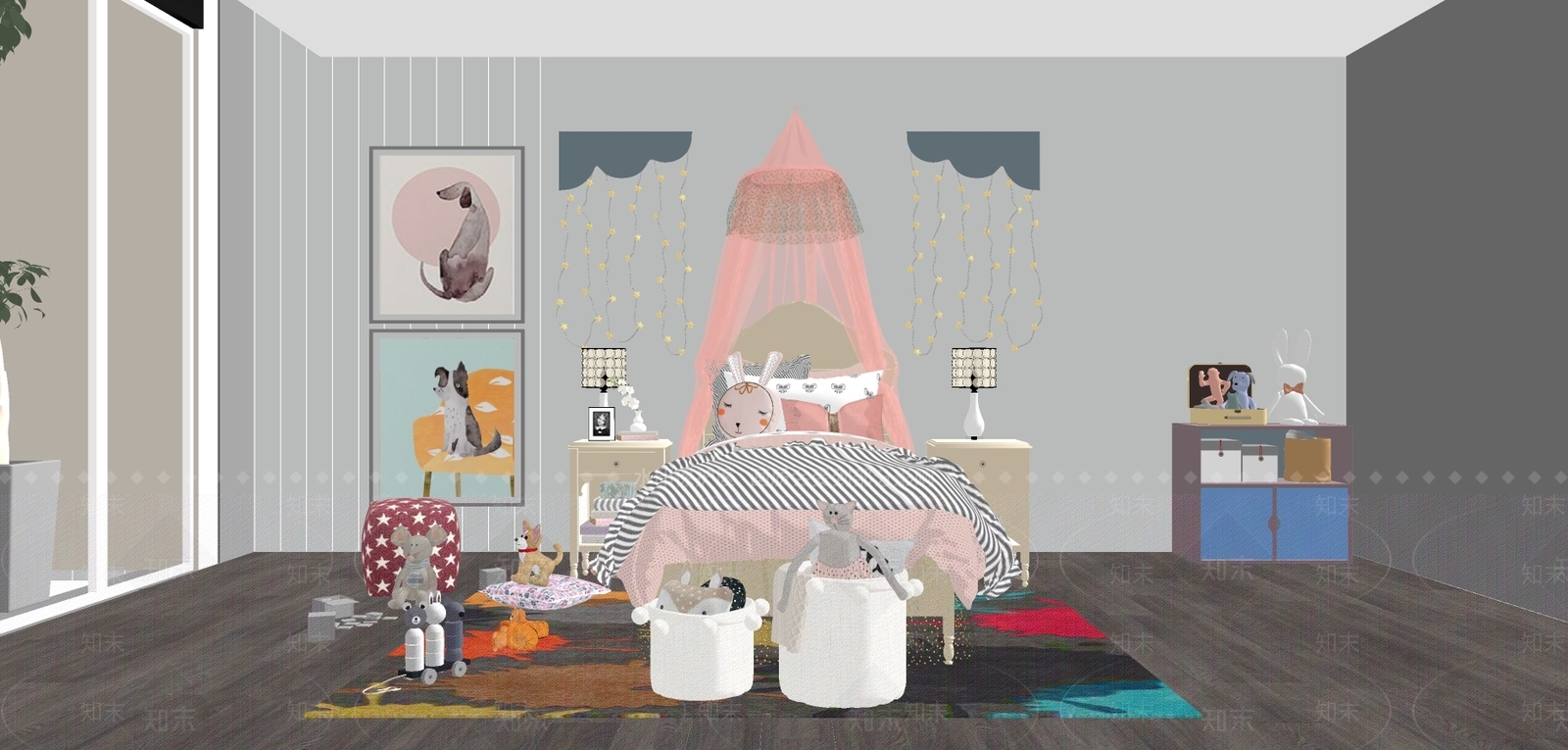 现代儿童房SU模型下载【ID:895905817】