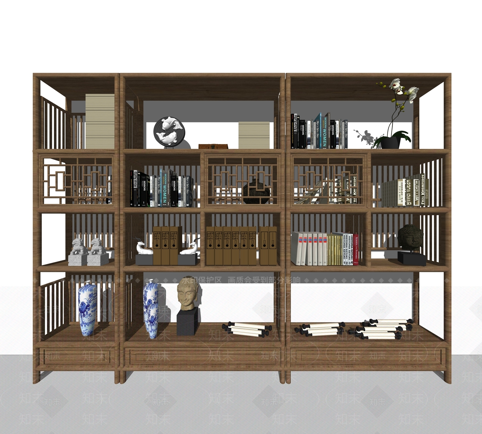 中式展示架SU模型下载【ID:795937434】