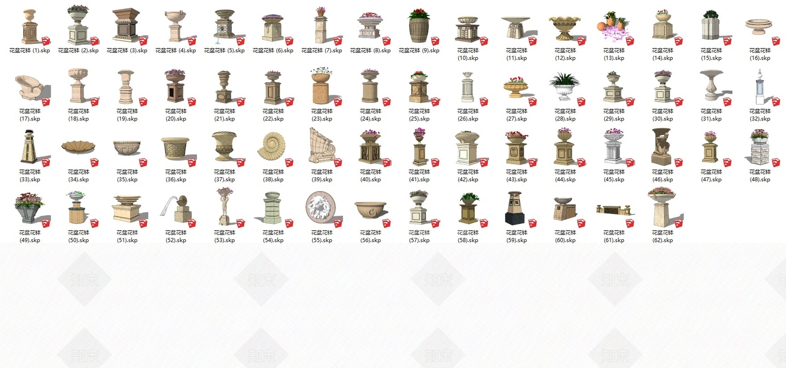 欧式花坛花钵SU模型下载【ID:995938775】