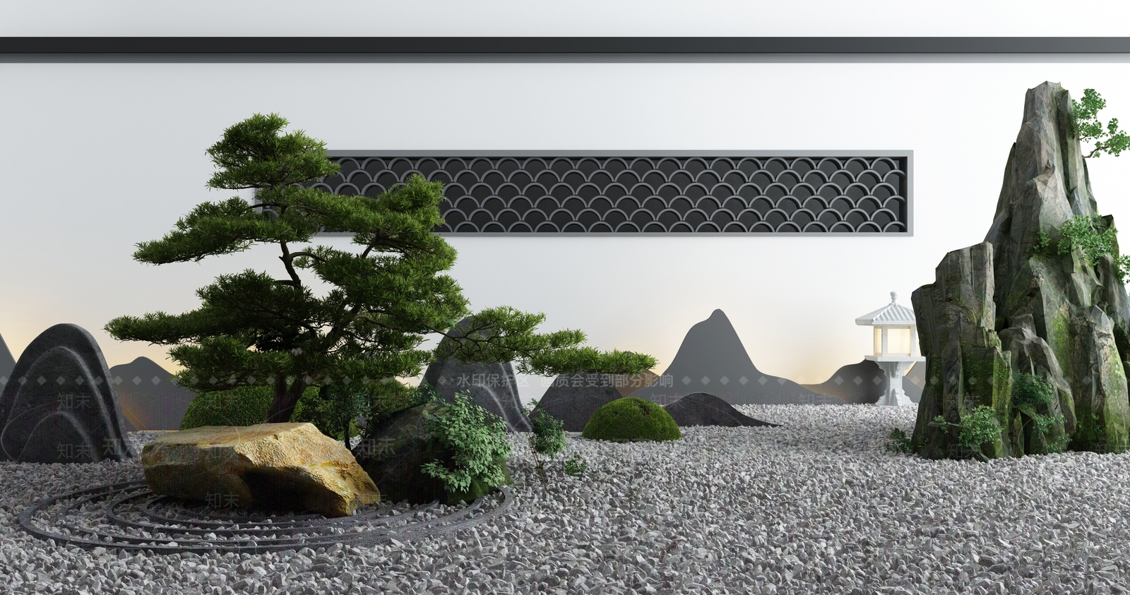 新中式园林景观小品3D模型下载【ID:995944571】