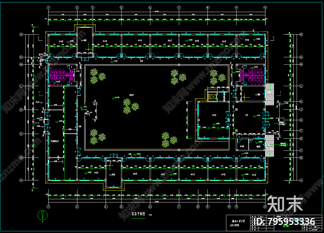 某六层办公楼框架结构建筑图施工图下载【ID:795953336】