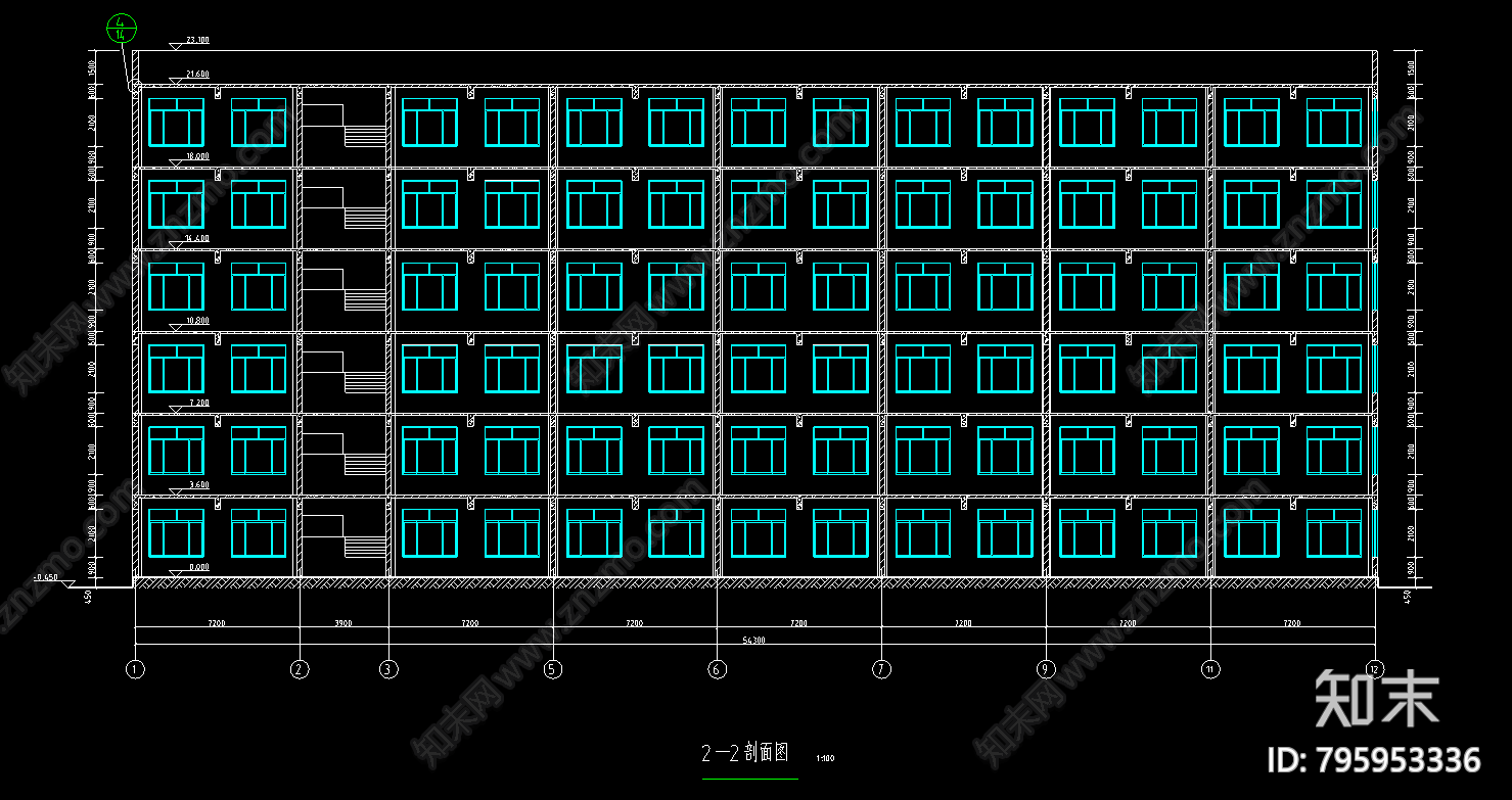 某六层办公楼框架结构建筑图施工图下载【ID:795953336】