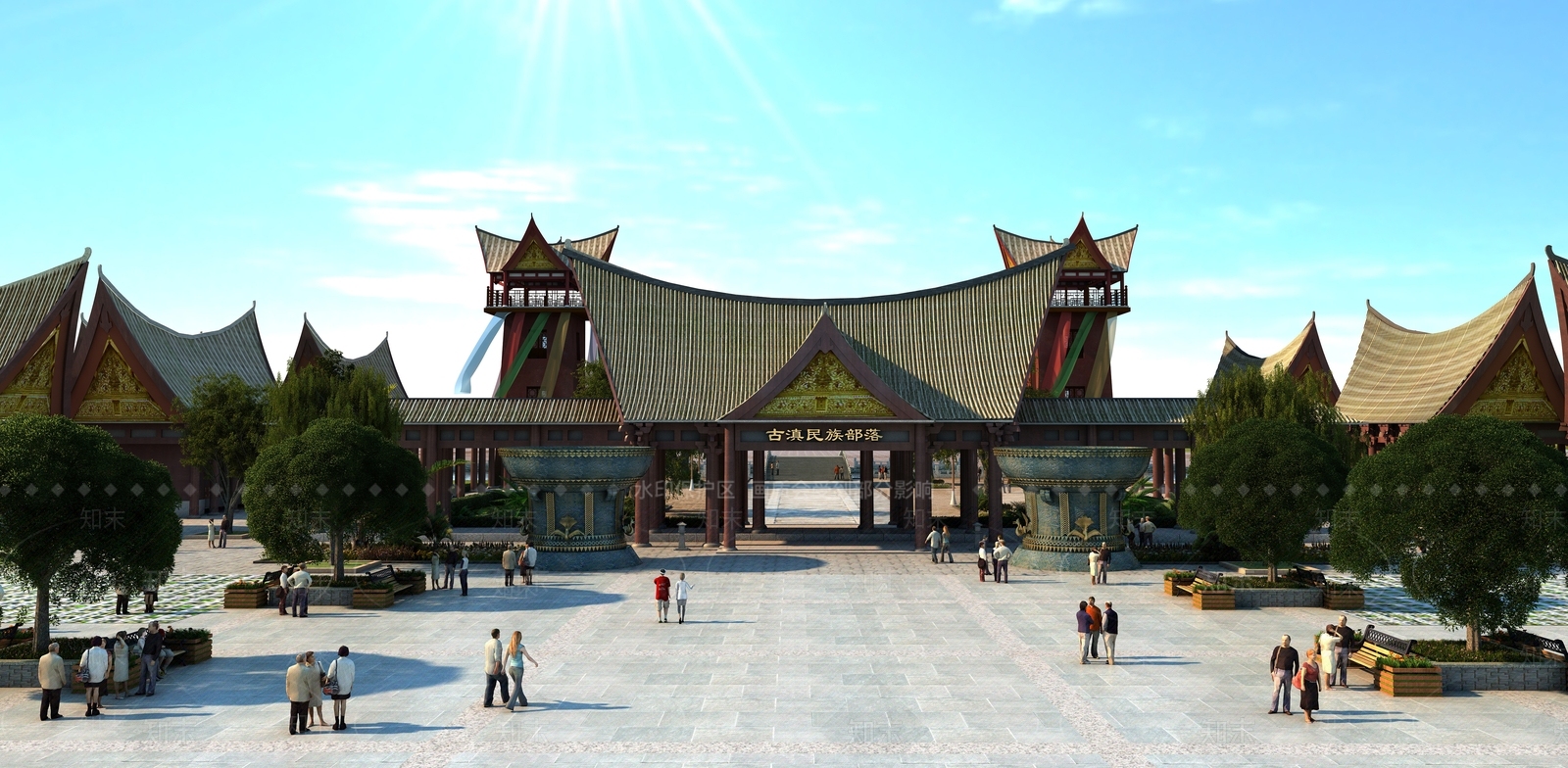 中式牌楼牌坊3D模型下载【ID:995959263】