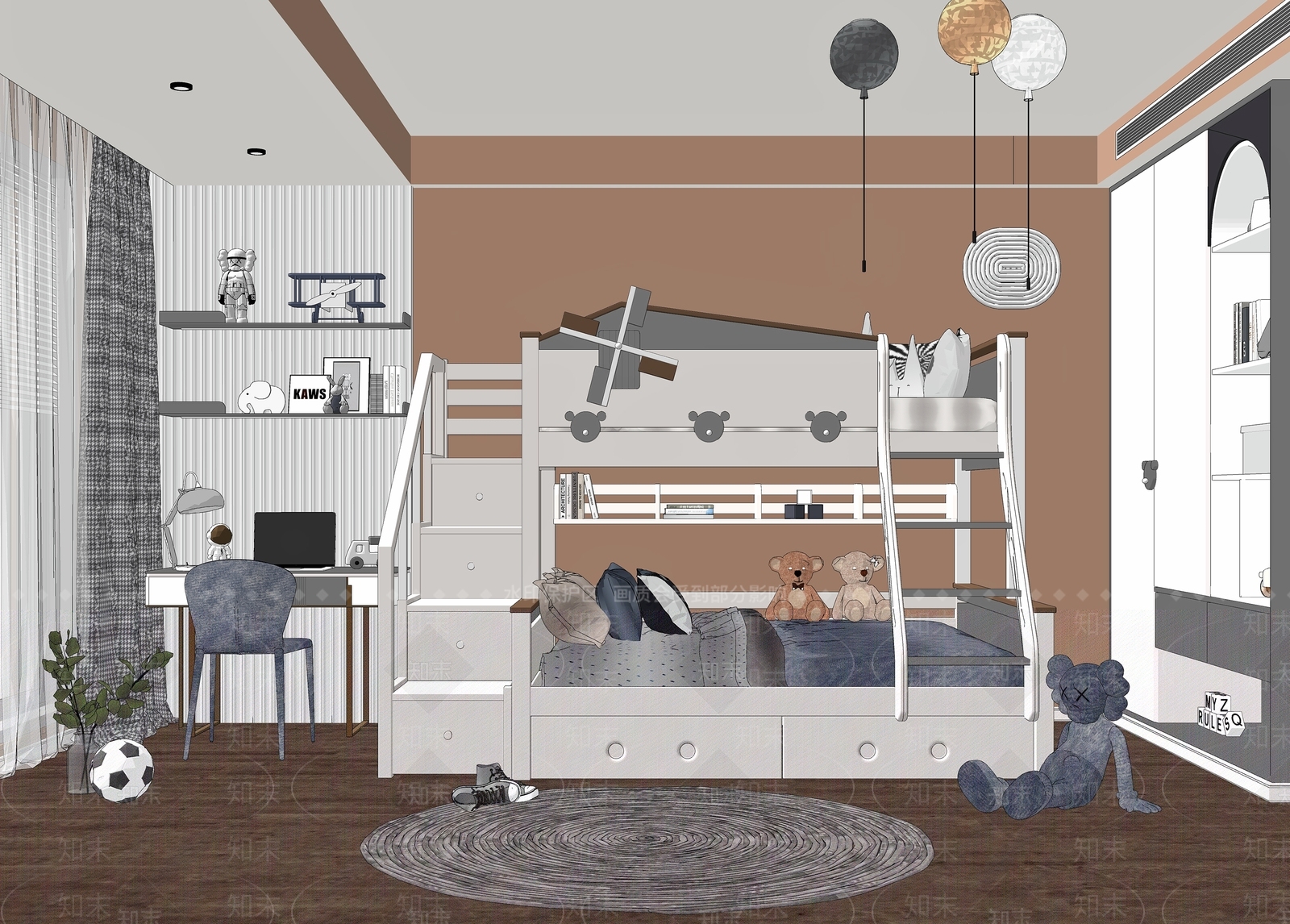 现代儿童房SU模型下载【ID:895969806】