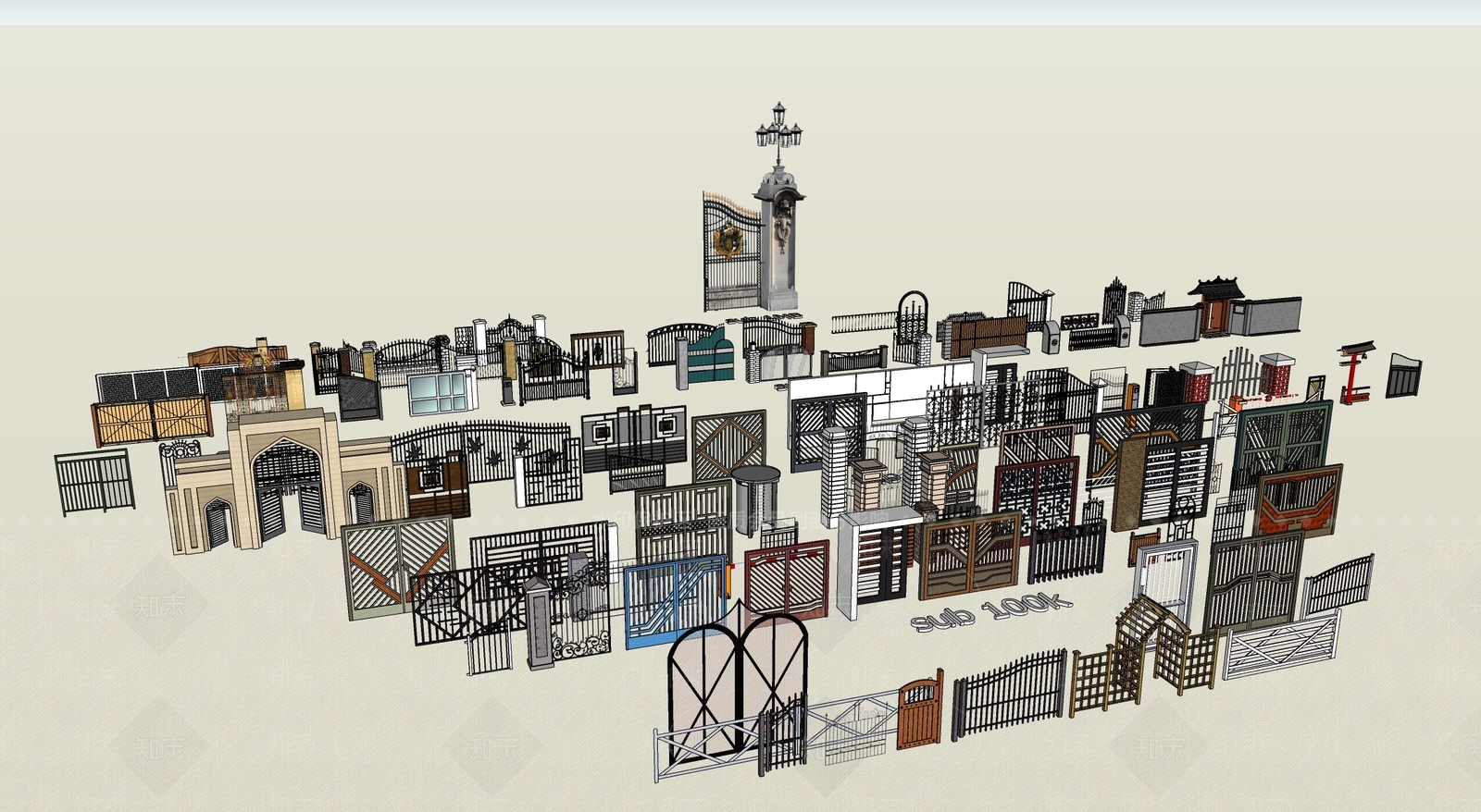 欧式铁艺大门SU模型下载【ID:795981615】