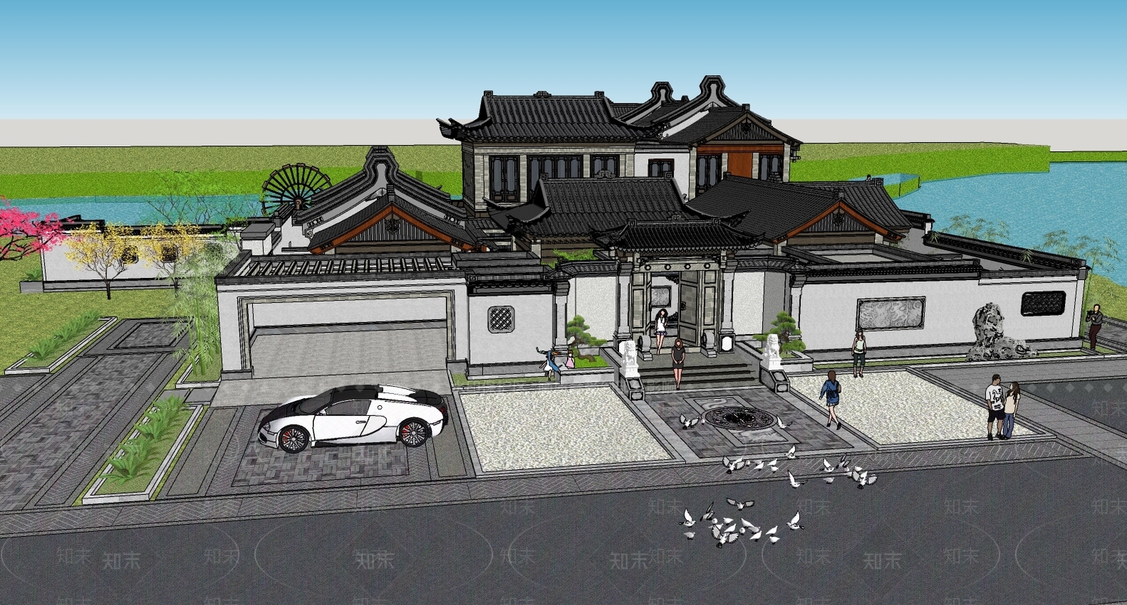 中式四合院SU模型下载【ID:395992288】