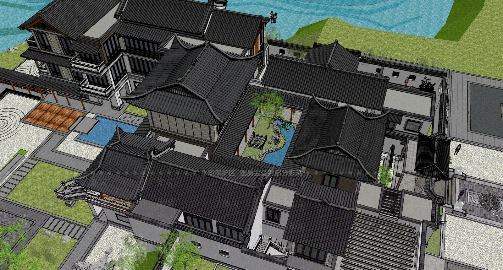 中式四合院SU模型下载【ID:395992288】