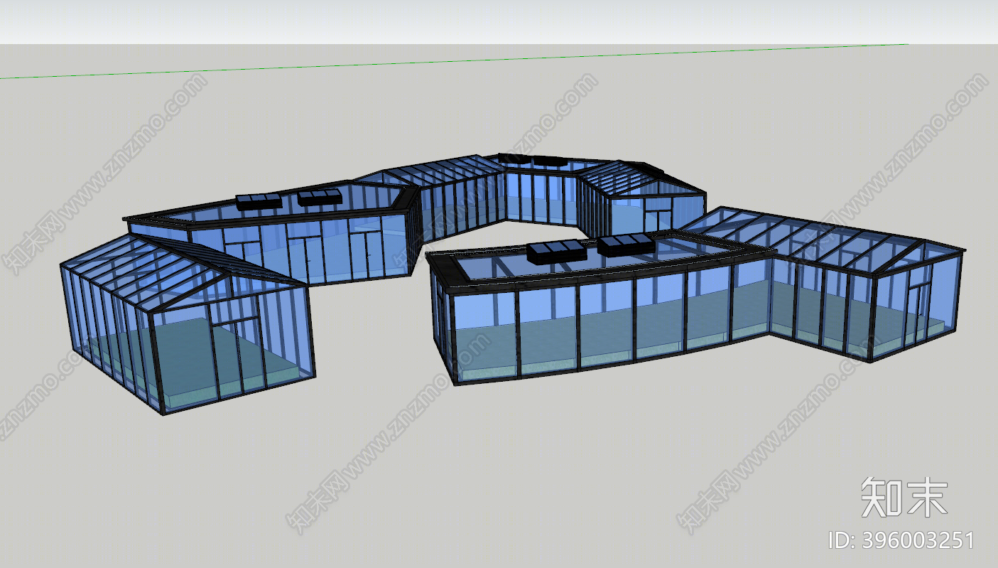 现代钢架温棚SU模型下载【ID:396003251】