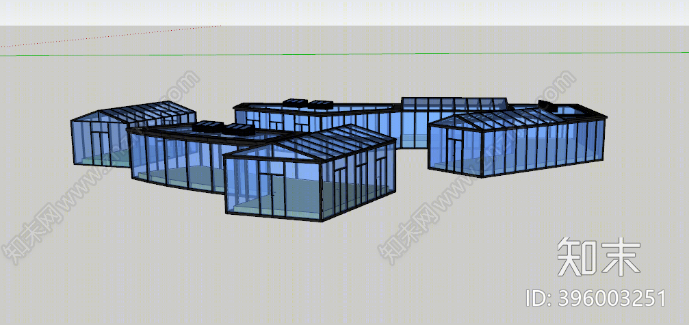 现代钢架温棚SU模型下载【ID:396003251】