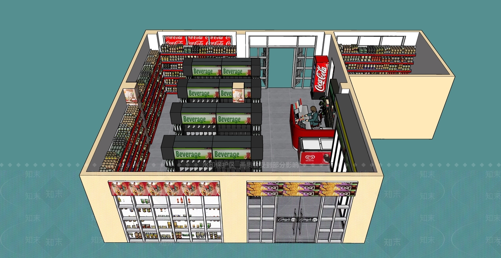 现代超市SU模型下载【ID:896008351】