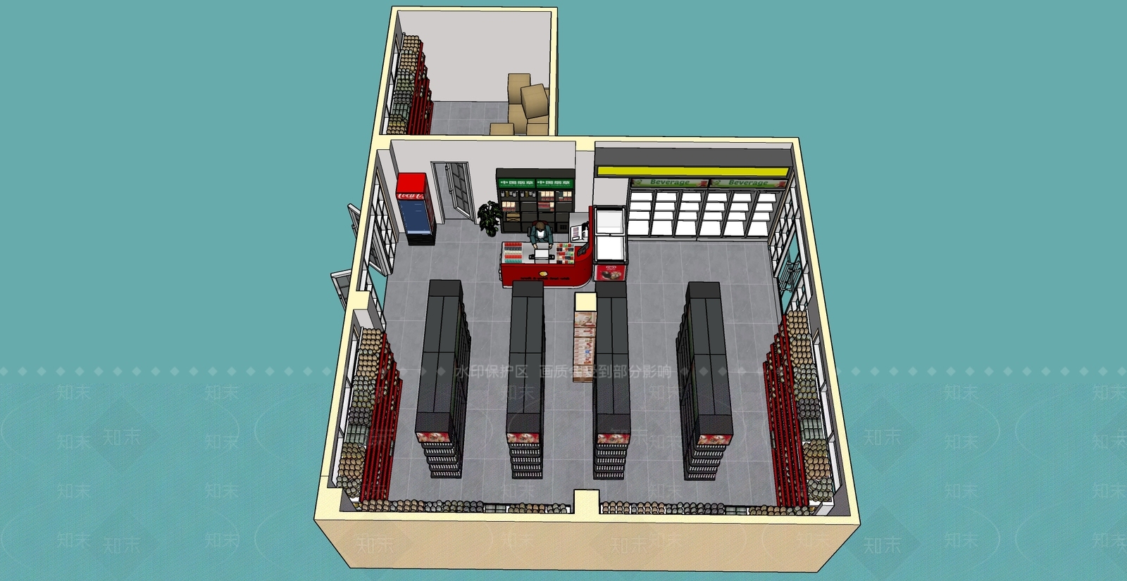 现代超市SU模型下载【ID:896008351】