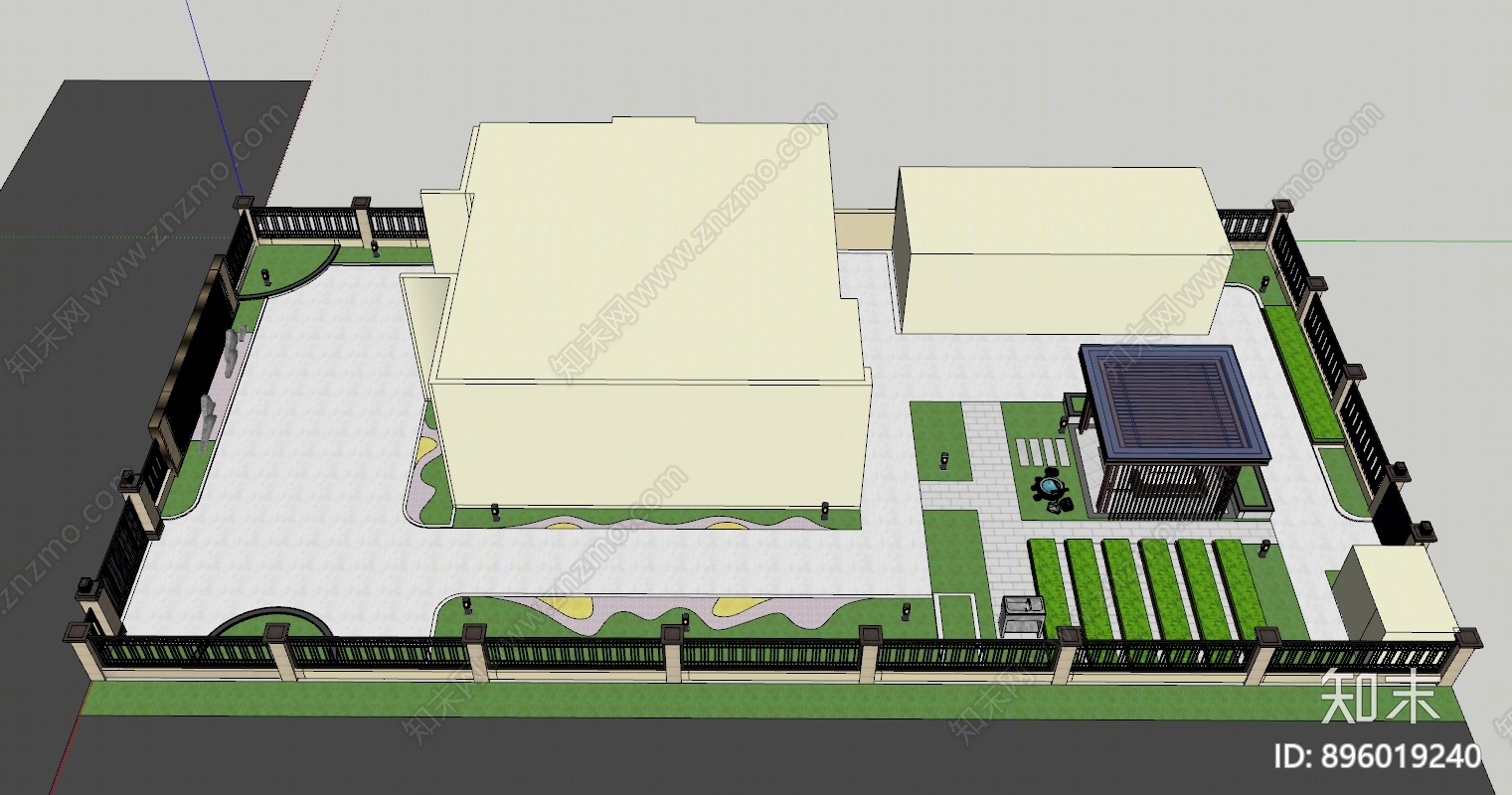 新中式庭院花园SU模型下载【ID:896019240】