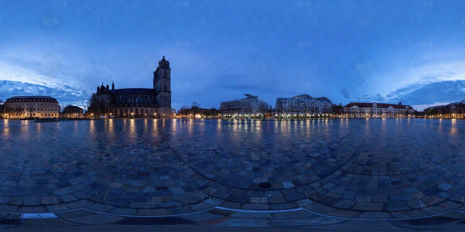 HDR小镇广场全景贴图下载【ID:696031788】