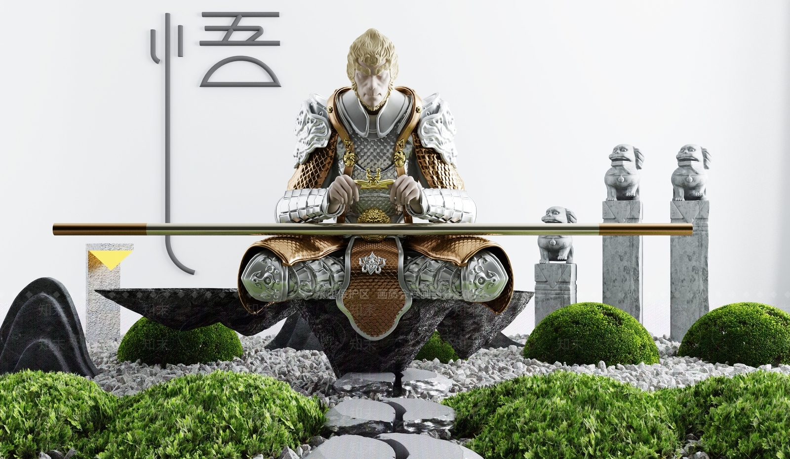 新中式园林景观小品3D模型下载【ID:996041514】