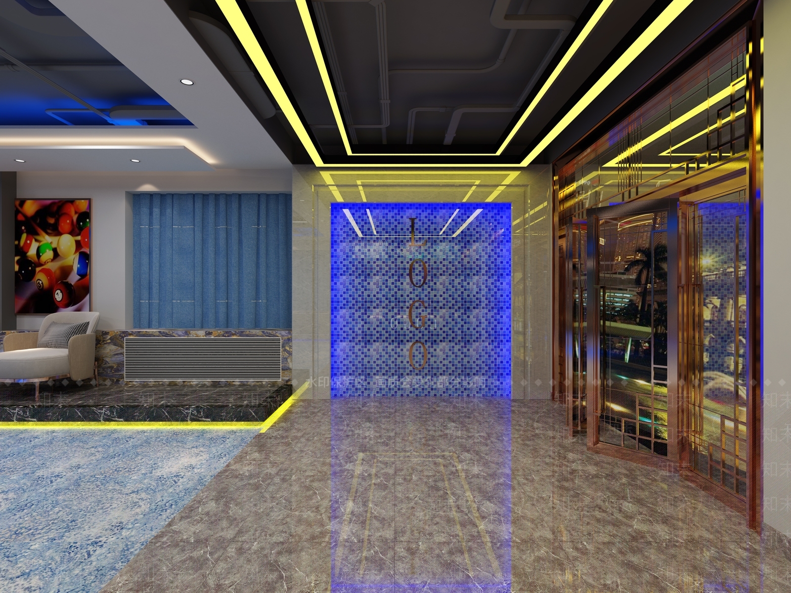 现代台球室3D模型下载【ID:996043965】
