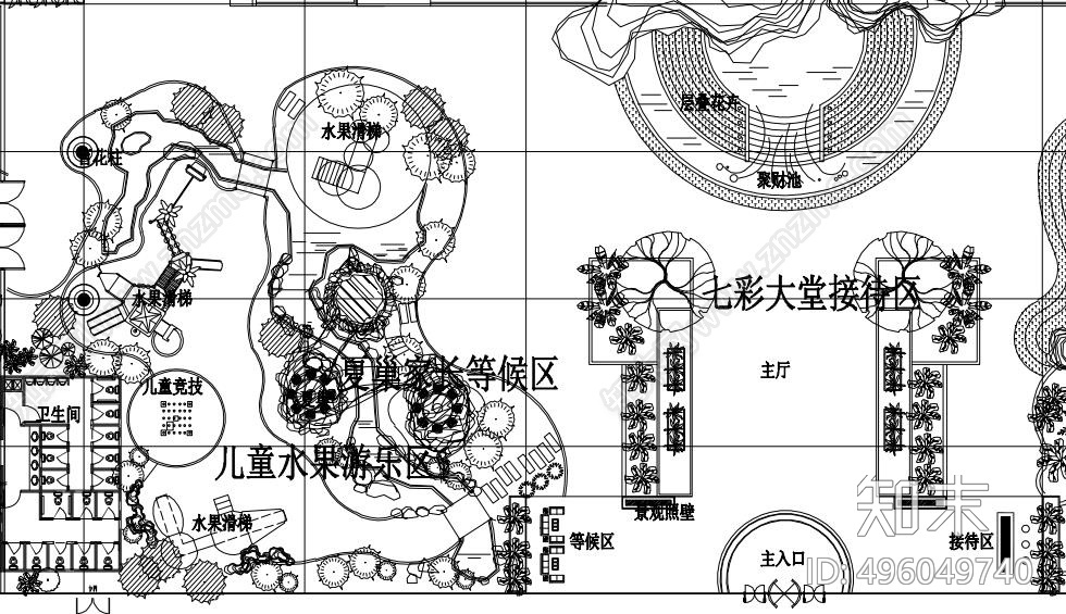 生态餐厅平面方案cad施工图下载【ID:496049740】