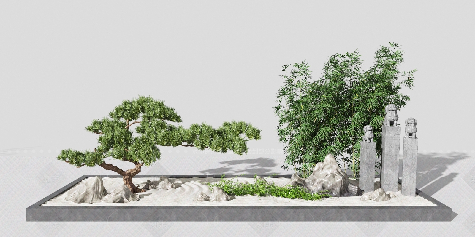 现代假山假水3D模型下载【ID:996059590】