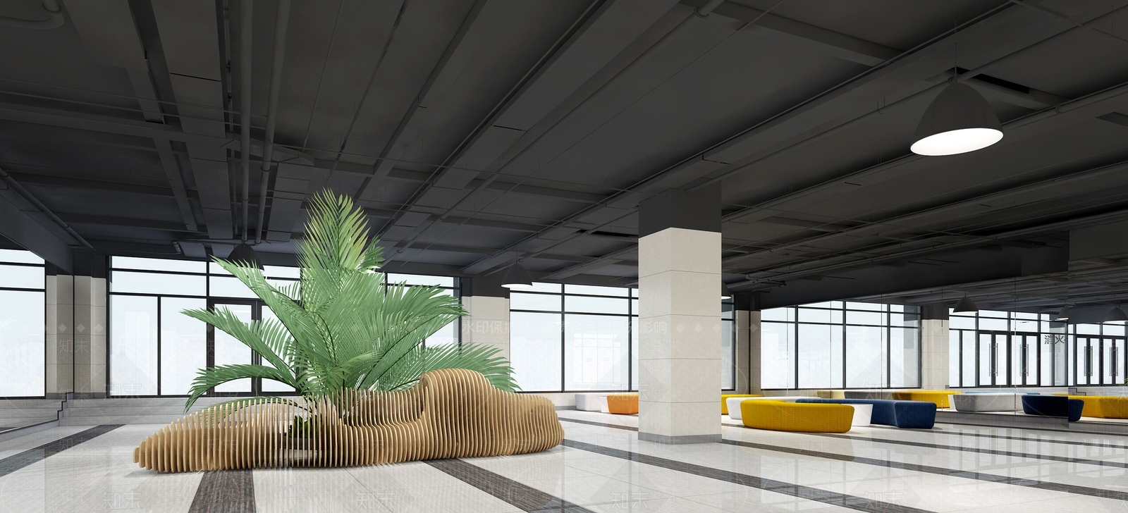 现代图书馆休闲区3D模型下载【ID:296064617】
