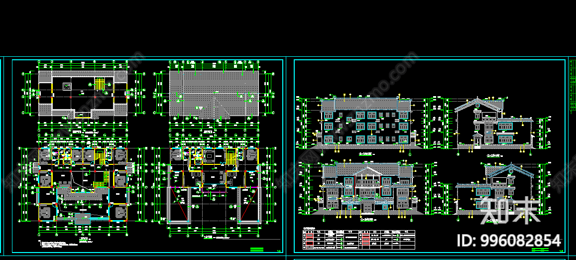 中式别墅建筑cad施工图下载【ID:996082854】