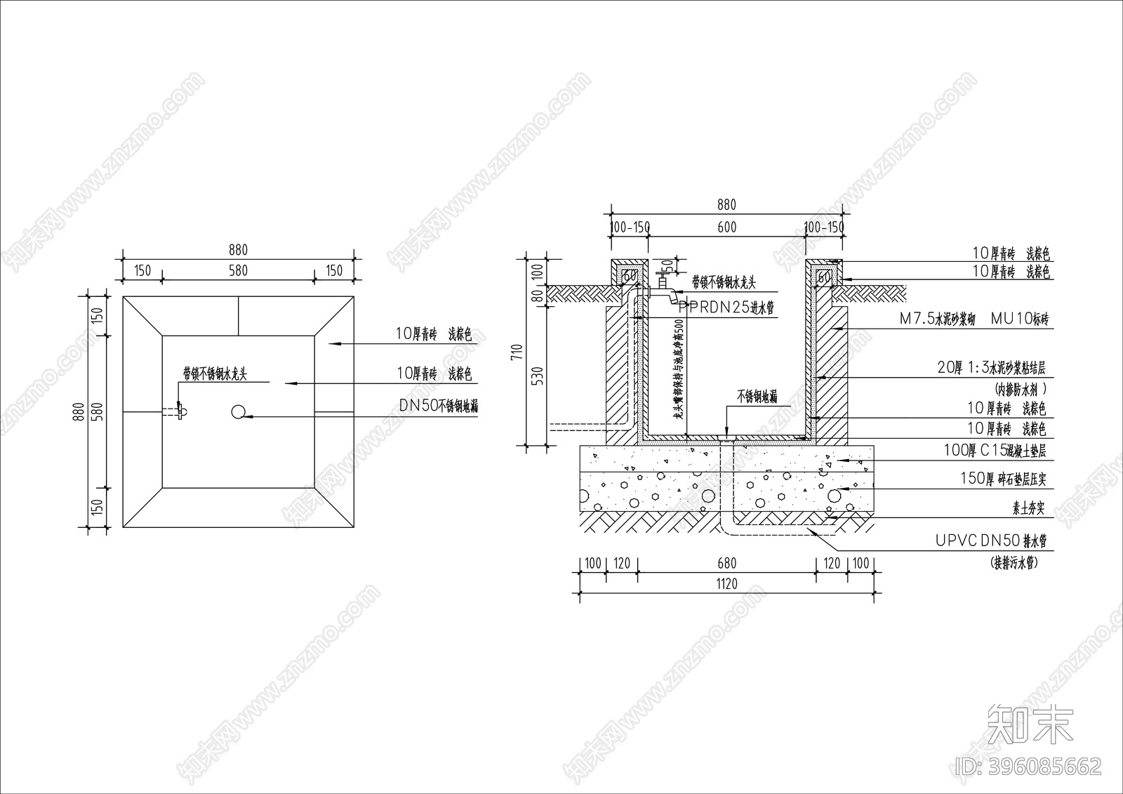 拖把池详图施工图下载【ID:396085662】