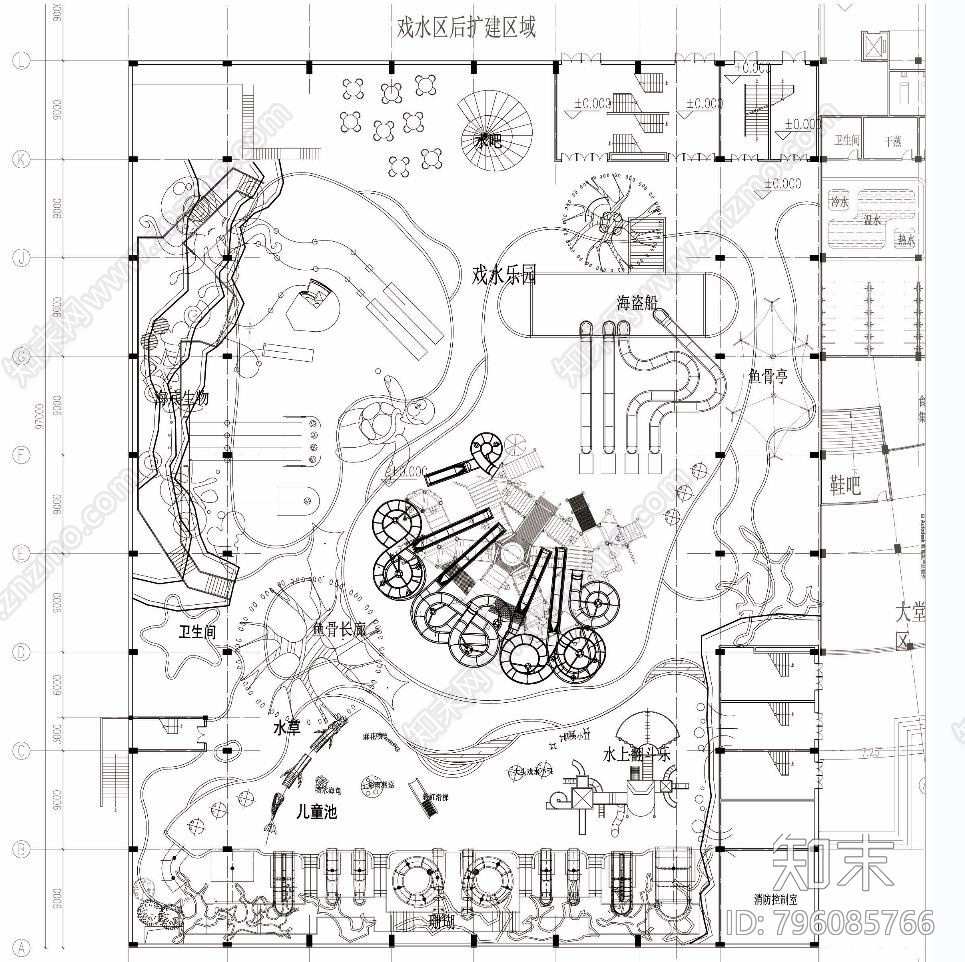 温泉戏水乐园方案平面cad施工图下载【ID:796085766】