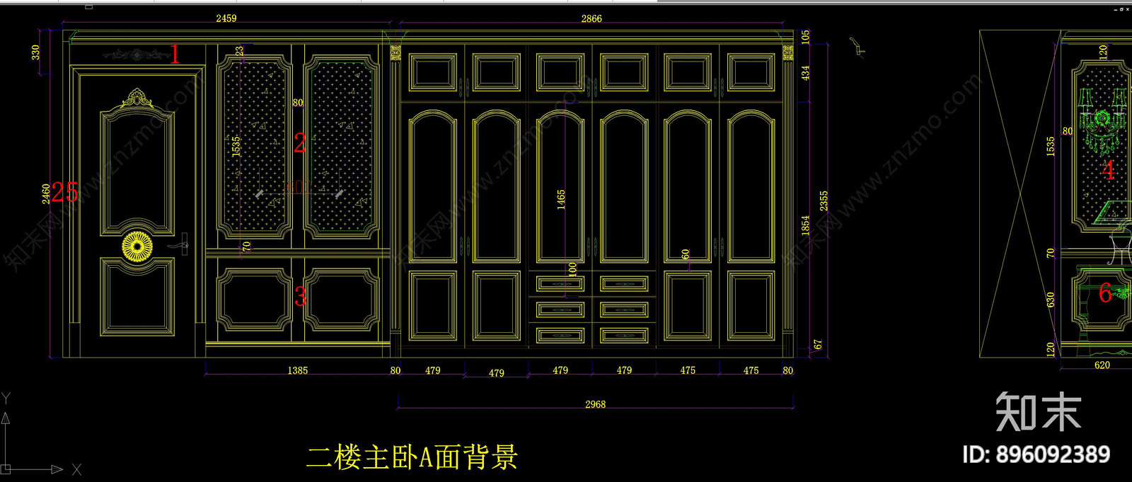 欧式主卧平立面cad施工图下载【ID:896092389】