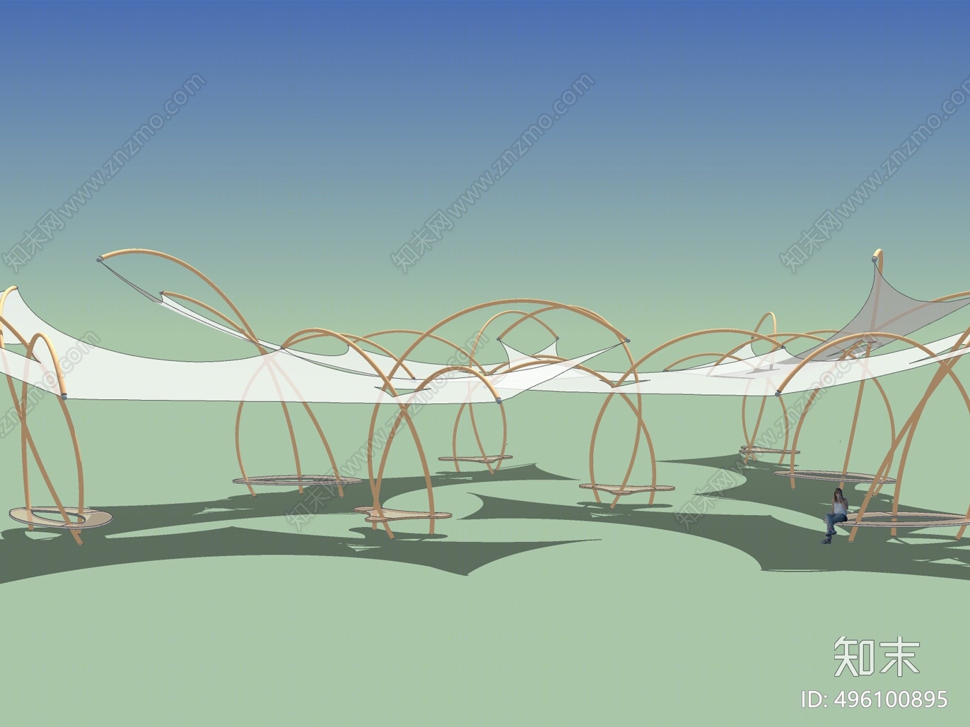 现代张拉膜亭子SU模型下载【ID:496100895】
