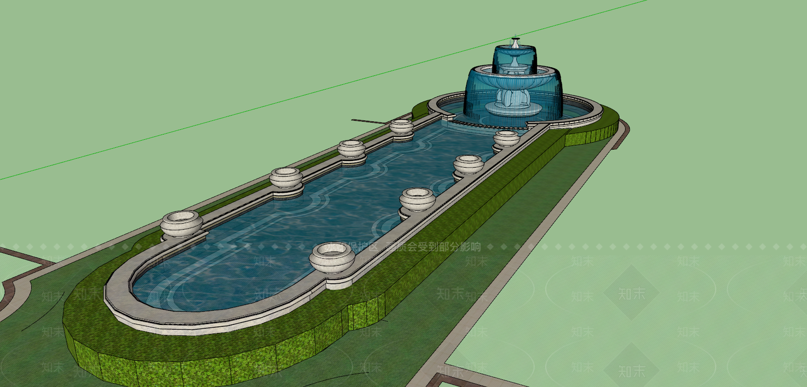 欧式喷泉水景SU模型下载【ID:996111977】