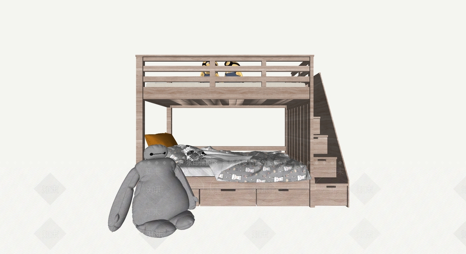 现代儿童上下床SU模型下载【ID:596143320】